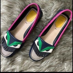 Fendi Monster Moccasin Flats Womens 38 US 7.5 RARE
